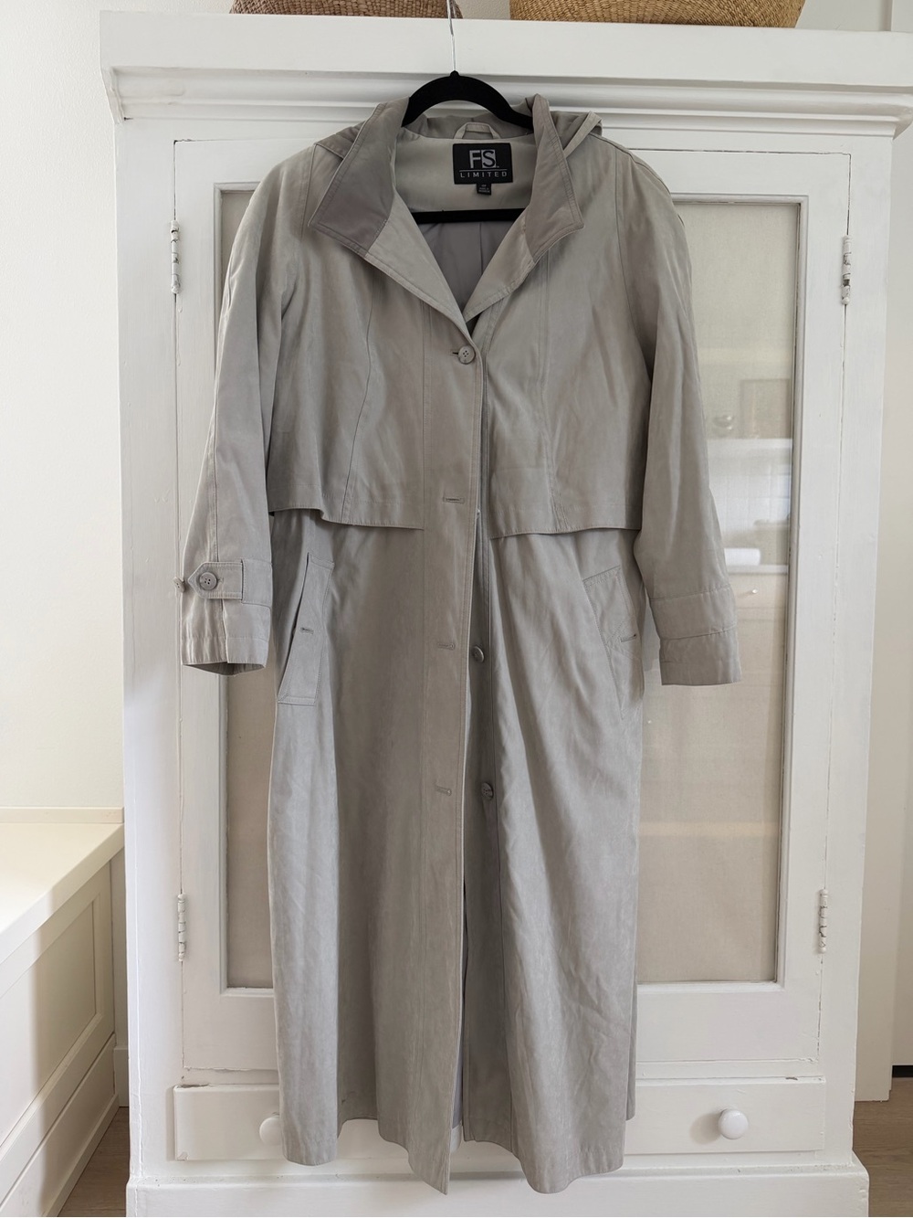 vintage taupe fs limited trench coat with detachable hood